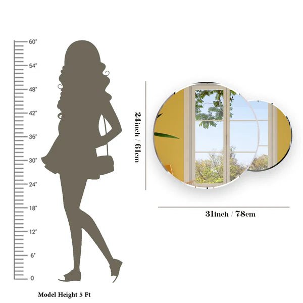 Scandinavian Frameless Beveled Circular Premium Bathroom Mirror - Decor Smart