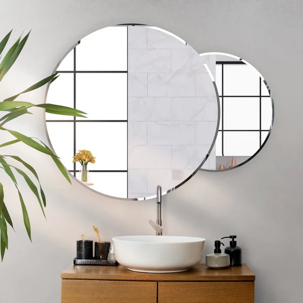 Scandinavian Frameless Beveled Circular Premium Bathroom Mirror - Decor Smart