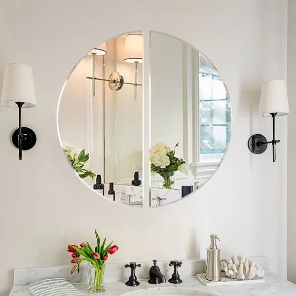 Scandinavian Frameless Beveled Modern Semi Circle Bathroom Mirror - Decor Smart
