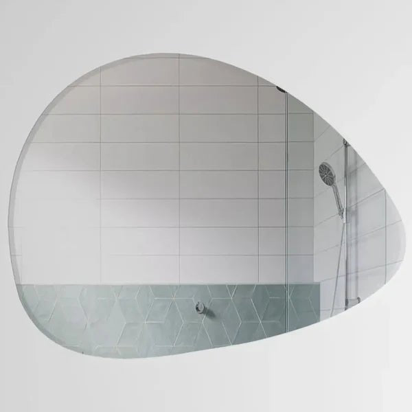 Scandinavian Frameless Beveled Pebble Shape Bathroom Mirror - Decor Smart