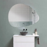 Scandinavian Frameless Beveled Pebble Shape Bathroom Mirror - Decor Smart