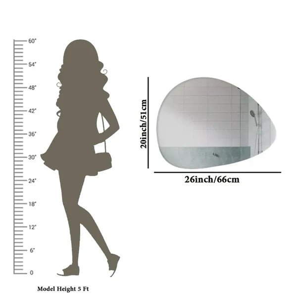 Scandinavian Frameless Beveled Pebble Shape Bathroom Mirror - Decor Smart