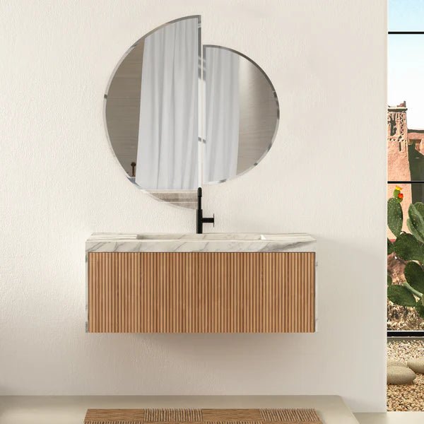 Scandinavian Frameless Beveled Semi Circle Mirror - Decor Smart