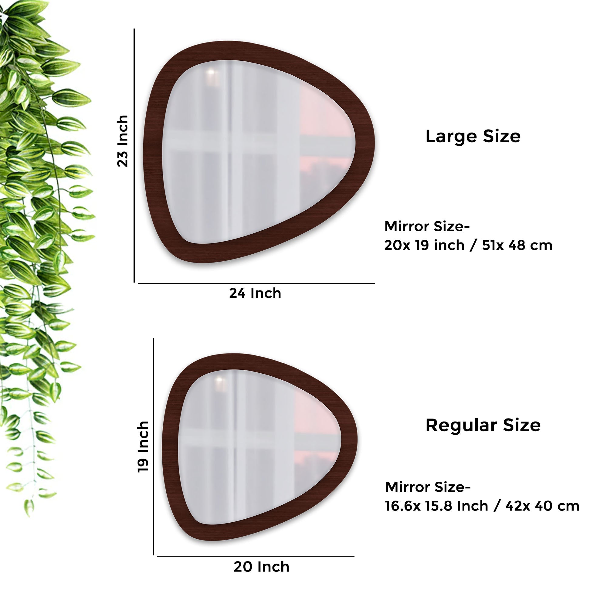 Scandinavian Pebble Shape Wooden Wall Mirror - Decor Smart
