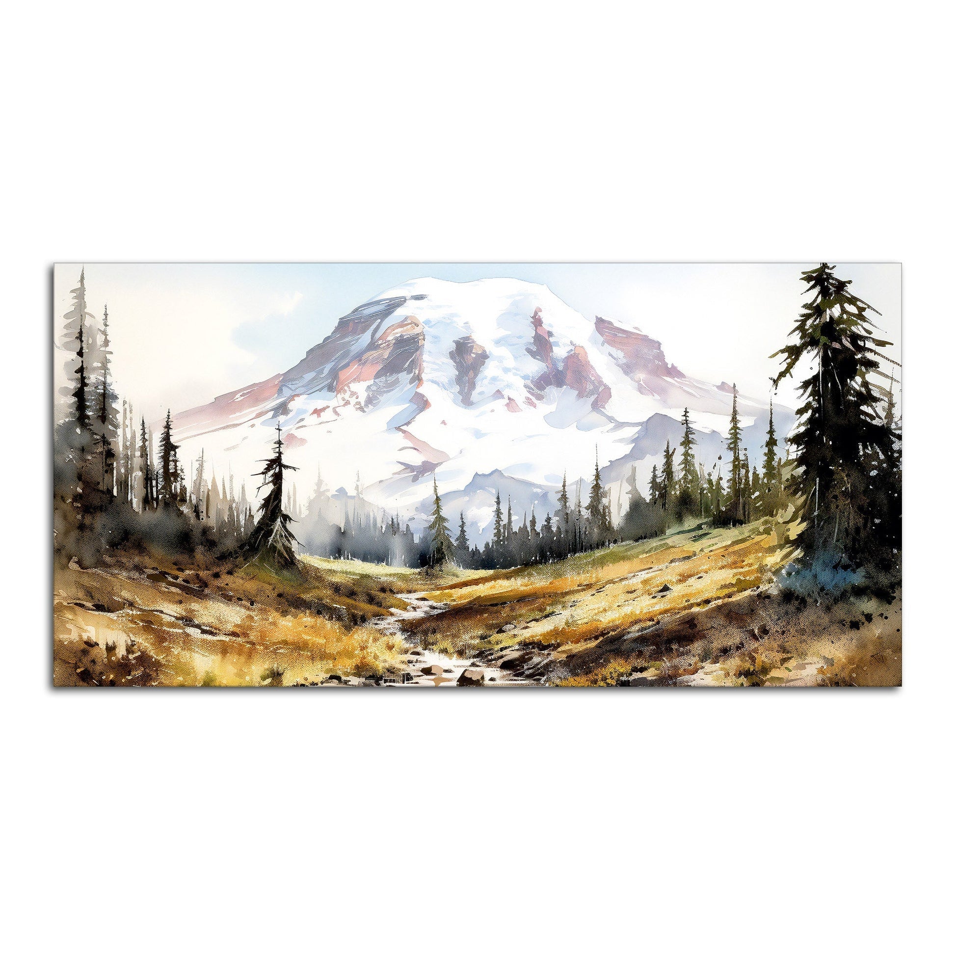 Scenery of Mountain Stream Canvas Wall Painting - Decor Smart