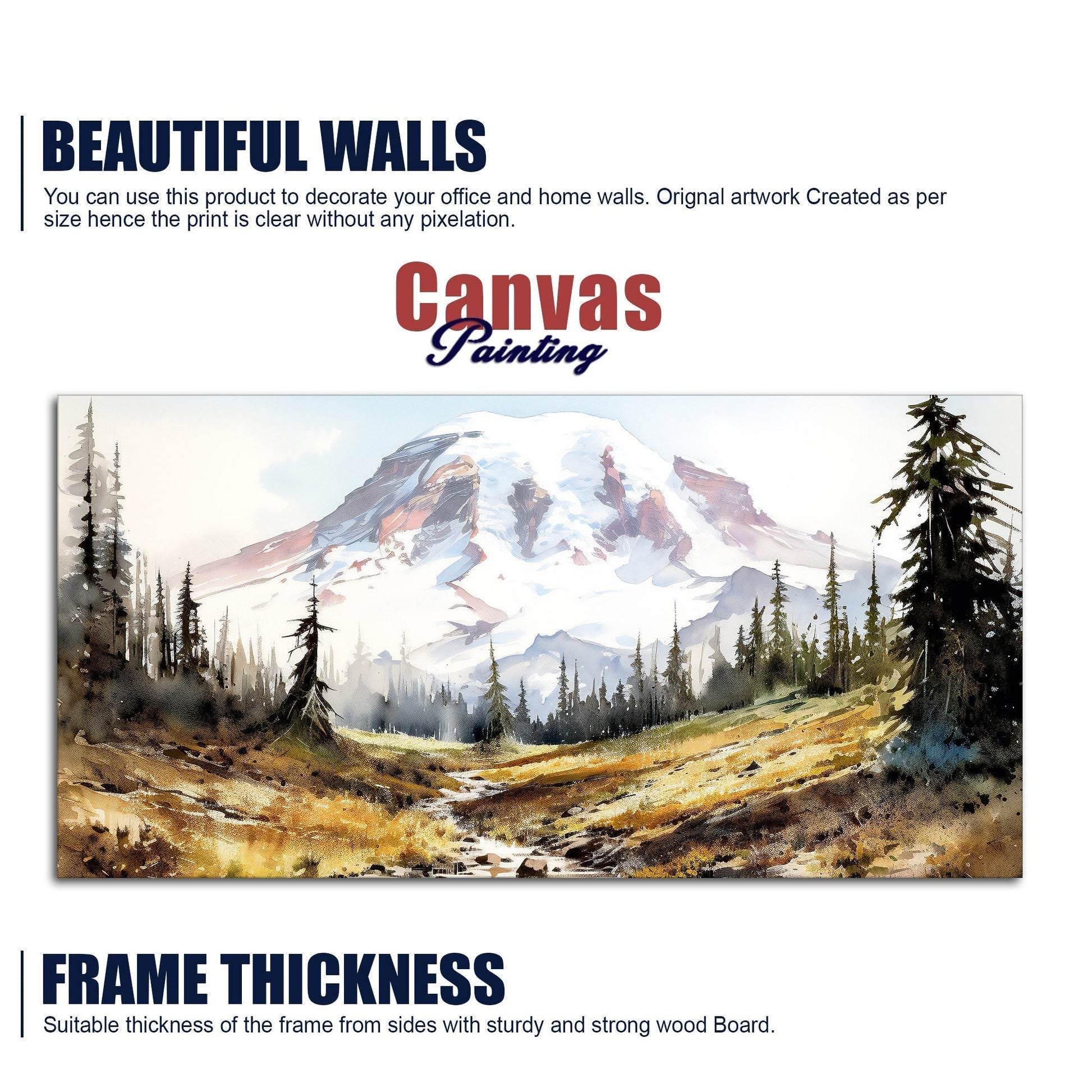 Scenery of Mountain Stream Canvas Wall Painting - Decor Smart