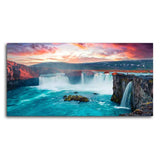 Scenery of Waterfall In Forest Canvas Wall Painting - Decor Smart