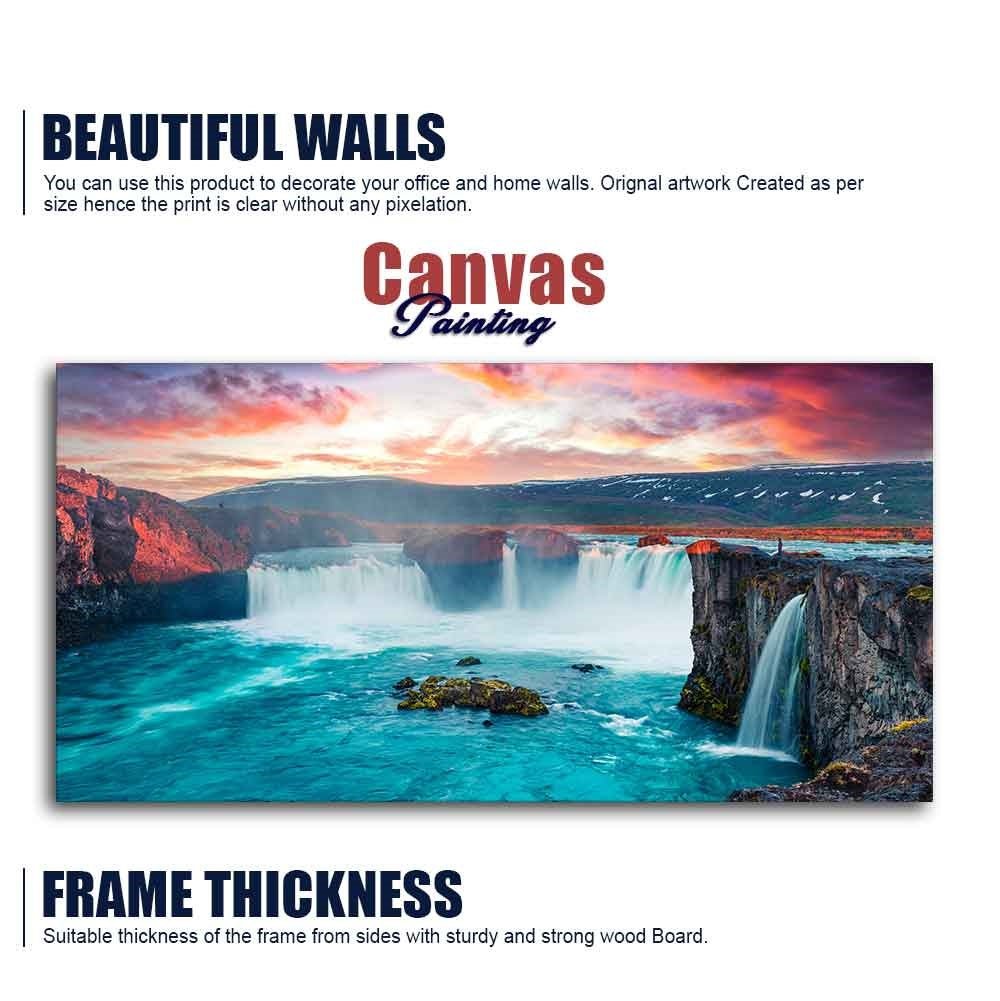 Scenery of Waterfall In Forest Canvas Wall Painting - Decor Smart
