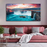 Scenery of Waterfall In Forest Canvas Wall Painting - Decor Smart