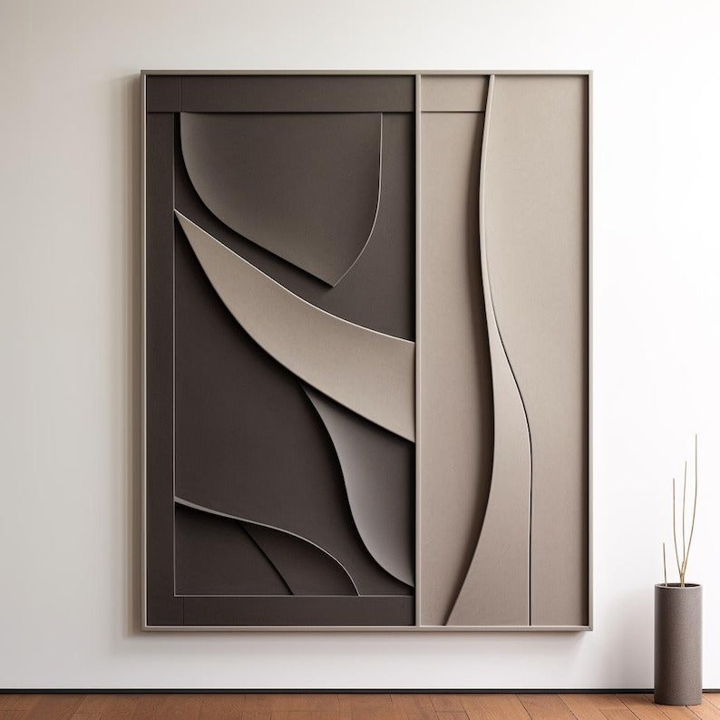Sculptural Wall Decor with Geometric and Organic Elements