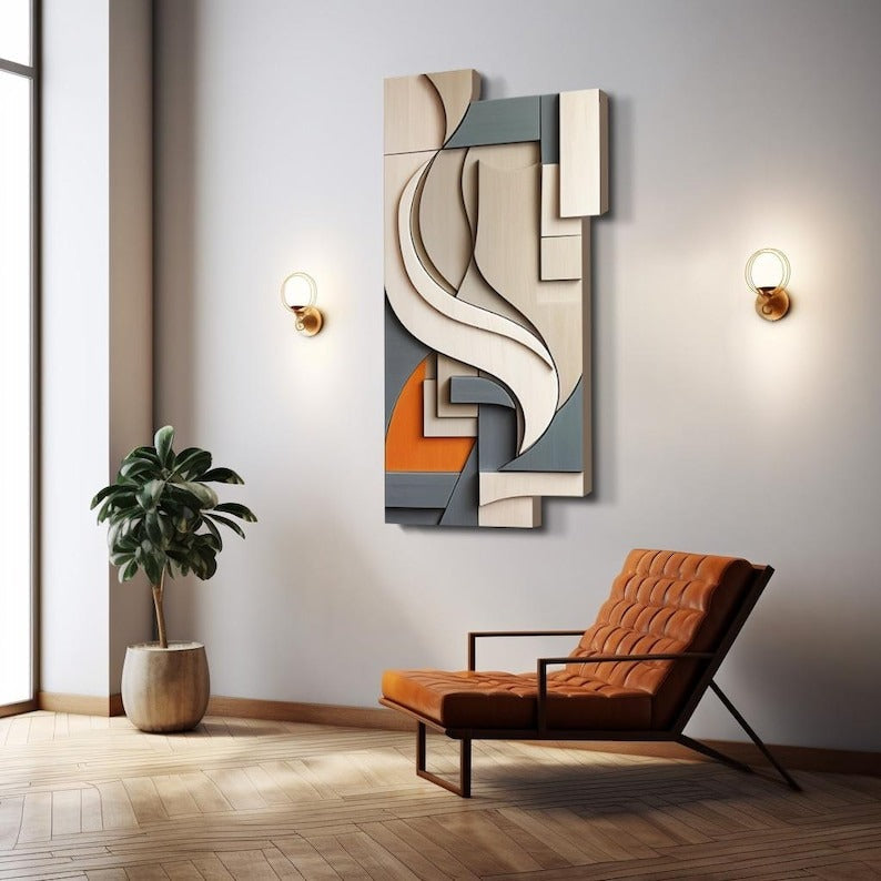 Sculptural Wall Hanging Art Modern Abstract Geometric Pattern