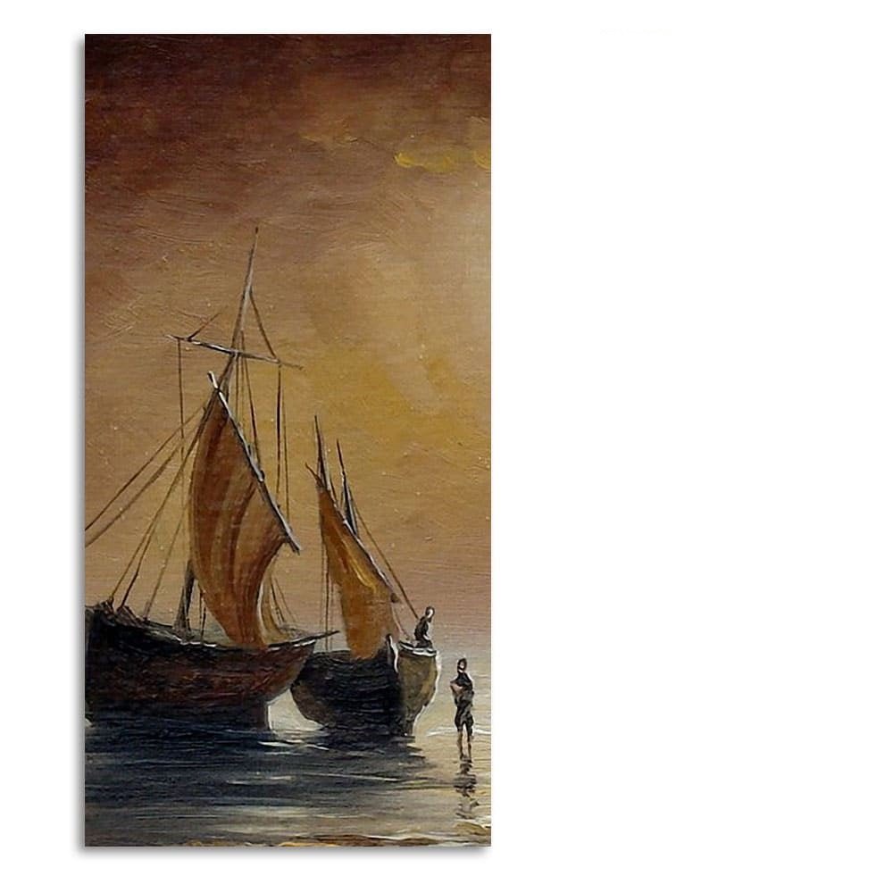 Sea Ships with Fishermen Canvas Wall Painting - Decor Smart