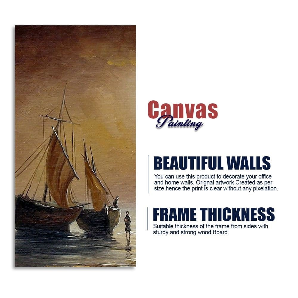 Sea Ships with Fishermen Canvas Wall Painting - Decor Smart