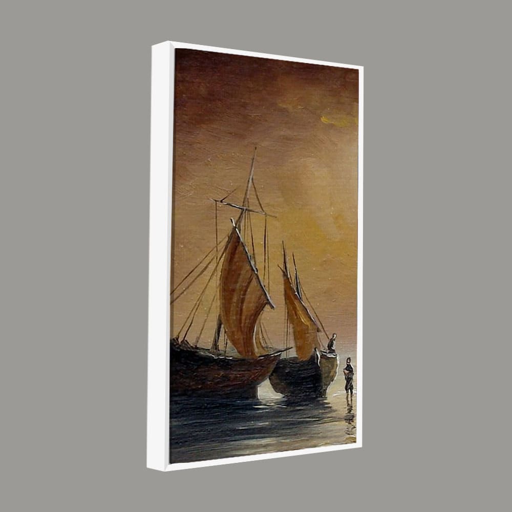 Sea Ships with Fishermen Canvas Wall Painting - Decor Smart