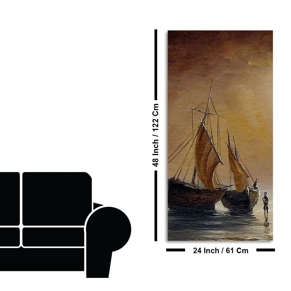 Sea Ships with Fishermen Canvas Wall Painting - Decor Smart