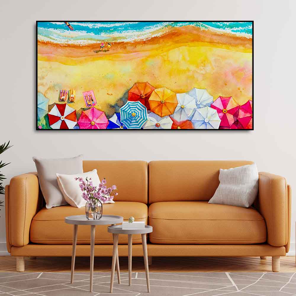 Seascape Top View Premium Canvas Watercolor Wall Painting - Decor Smart