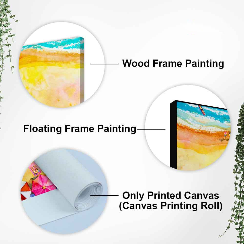 Seascape Top View Premium Canvas Watercolor Wall Painting - Decor Smart