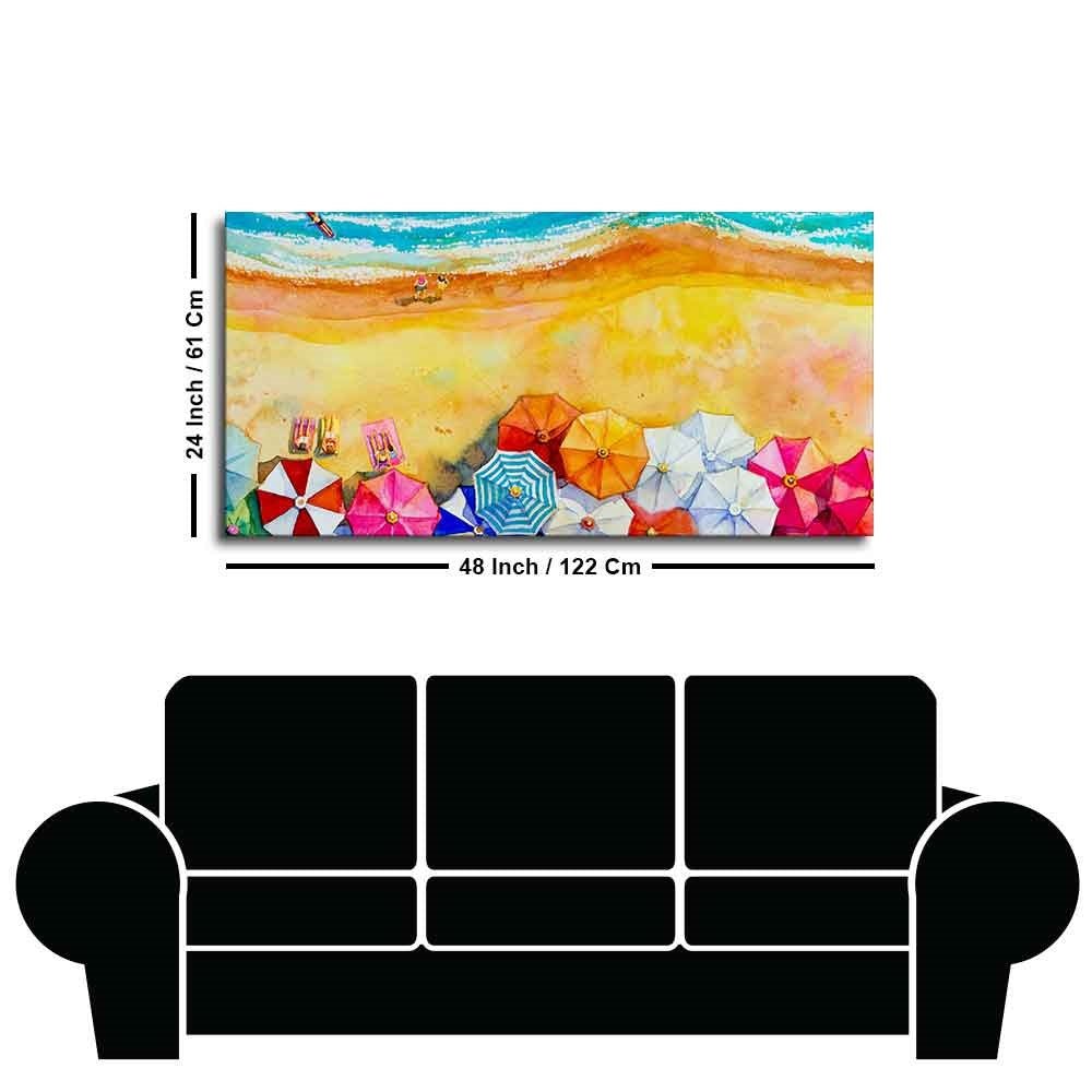 Seascape Top View Premium Canvas Watercolor Wall Painting - Decor Smart