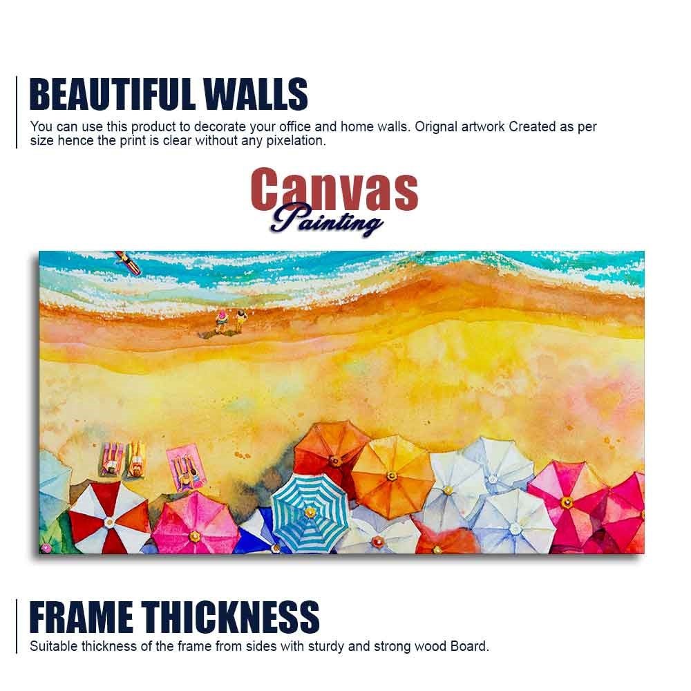 Seascape Top View Premium Canvas Watercolor Wall Painting - Decor Smart