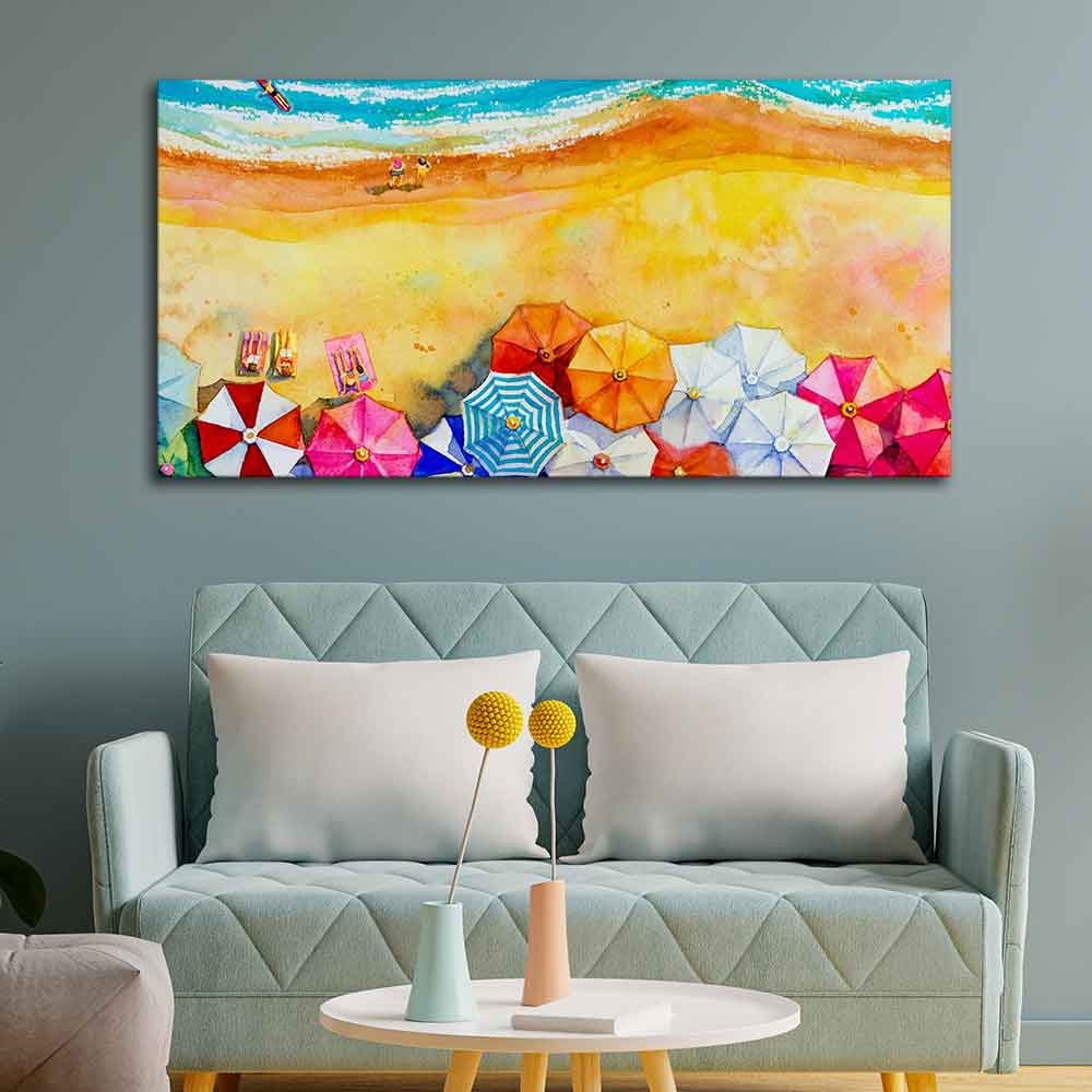 Seascape Top View Premium Canvas Watercolor Wall Painting - Decor Smart