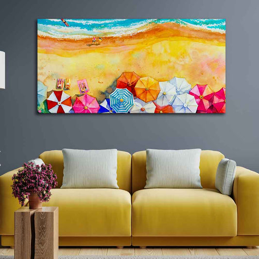 Seascape Top View Premium Canvas Watercolor Wall Painting - Decor Smart