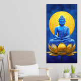 Serene Meditating Buddha on Golden Lotus Flower Canvas Wall Painting - Decor Smart