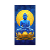 Serene Meditating Buddha on Golden Lotus Flower Canvas Wall Painting - Decor Smart