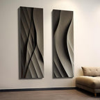 Set of Two Vertical 3D Wall Art Panels with Wave Design