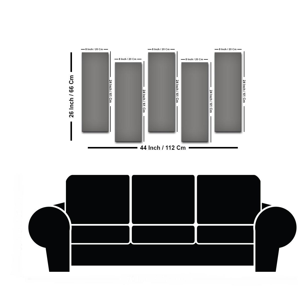 Seven Horses Five Pieces Premium Canvas Wall Painting - Decor Smart
