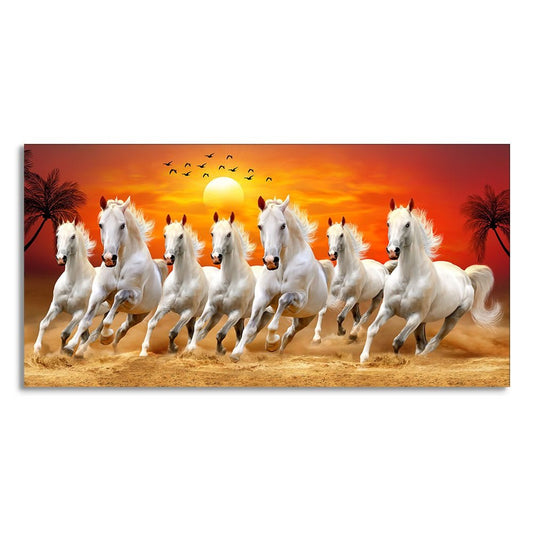 Seven Horses Running at Sunrise Premium Canvas Wall Painting - Decor Smart