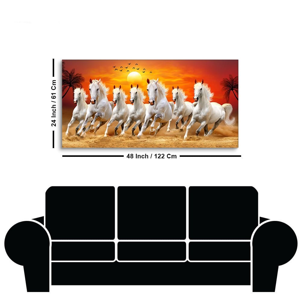 Seven Horses Running at Sunrise Premium Canvas Wall Painting - Decor Smart