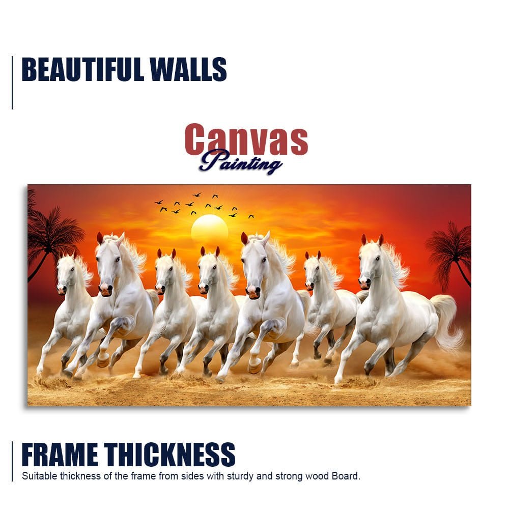 Seven Horses Running at Sunrise Premium Canvas Wall Painting - Decor Smart