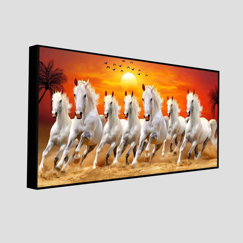 Seven Horses Running at Sunrise Premium Canvas Wall Painting - Decor Smart
