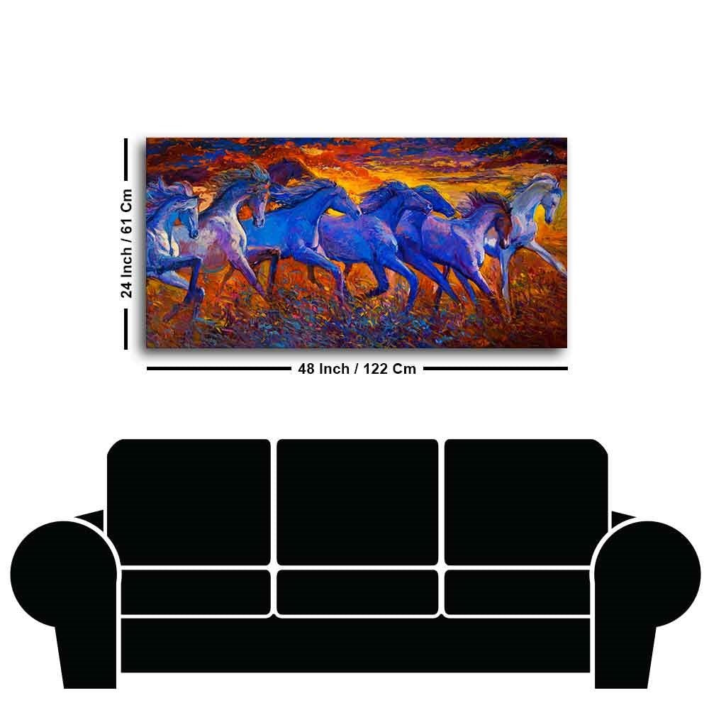 Seven Horses Running Canvas Wall Painting - Decor Smart