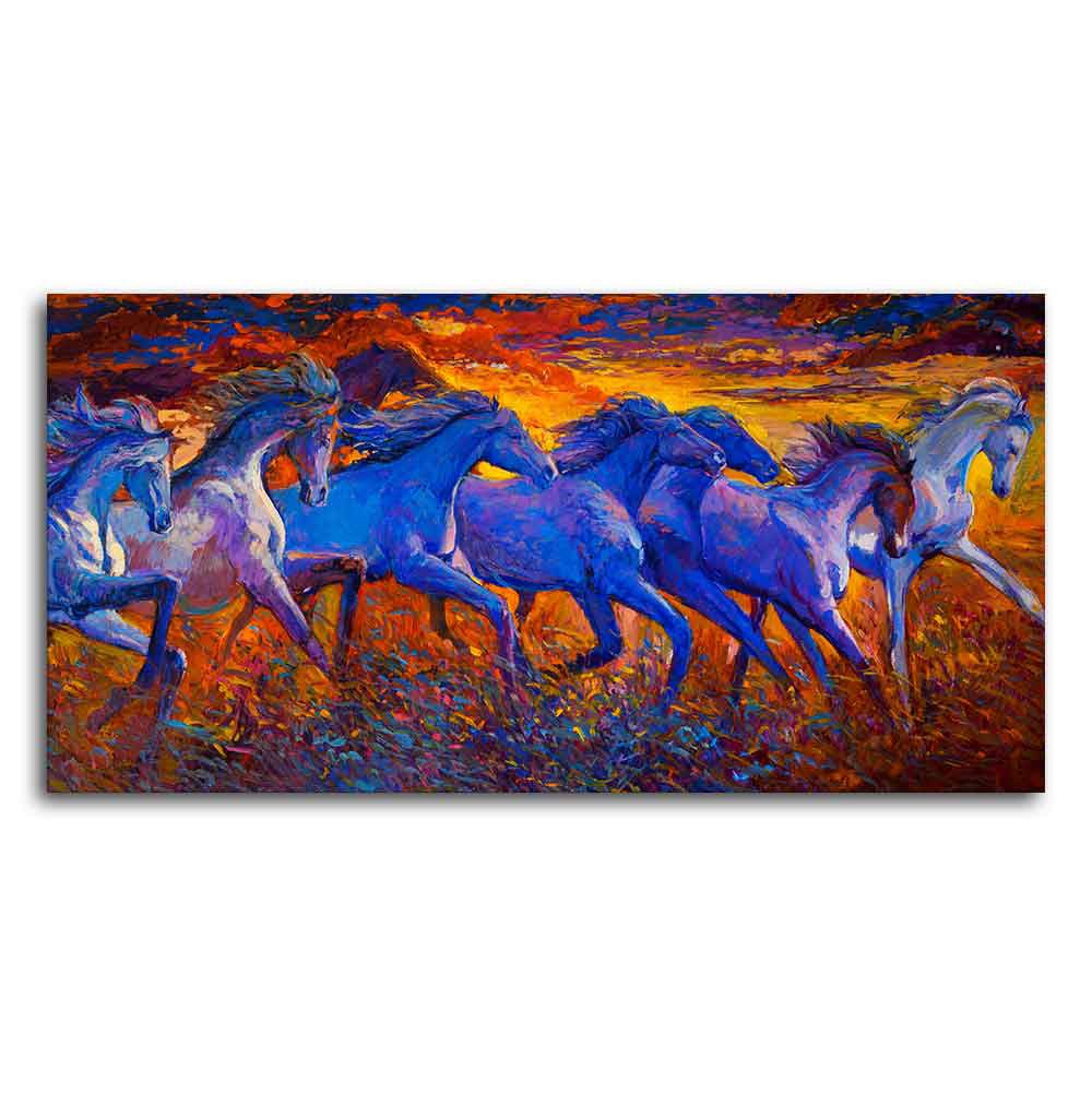 Seven Horses Running Canvas Wall Painting - Decor Smart