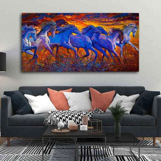 Seven Horses Running Canvas Wall Painting - Decor Smart