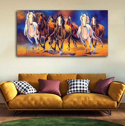 Seven Horses Running in Field Canvas Wall Painting - Decor Smart