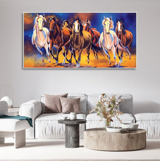 Seven Horses Running in Field Canvas Wall Painting - Decor Smart