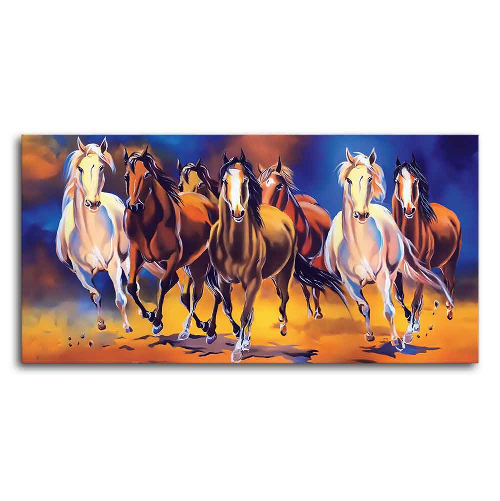 Seven Horses Running in Field Canvas Wall Painting - Decor Smart