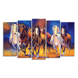 Seven Horses Set of Five Pieces Premium Canvas Wall Painting - Decor Smart