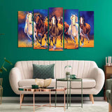Seven Horses Set of Five Pieces Premium Canvas Wall Painting - Decor Smart