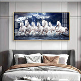 Seven White Horses Gallop in the Sea Premium Acrylic Floating Wall Painting - Decor Smart