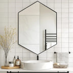 Sharp-Edge Hexagon Mirror Cabinet for Contemporary Spaces