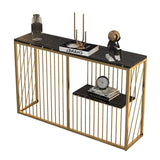Shelf Sintered Stone Top Black & Gold Console Table - Decor Smart