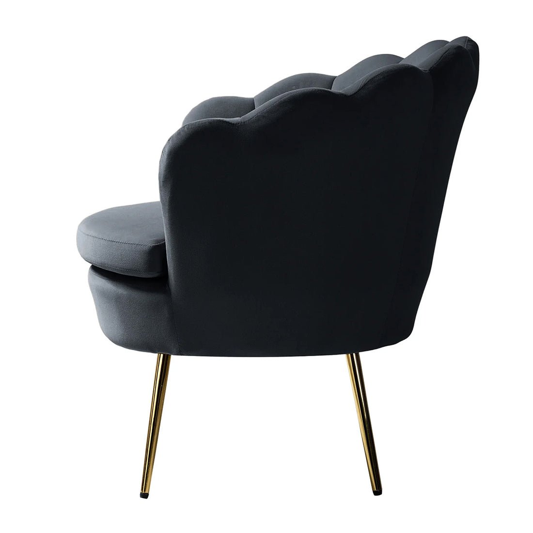 Shell Motif Luxury Design Black Velvet Lounge Chair - Decor Smart