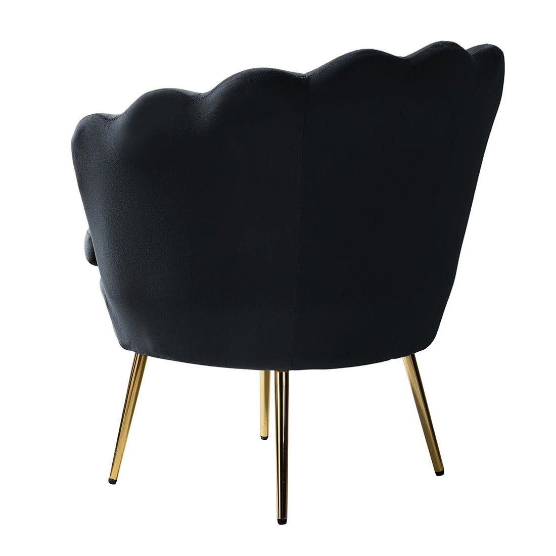 Shell Motif Luxury Design Black Velvet Lounge Chair - Decor Smart