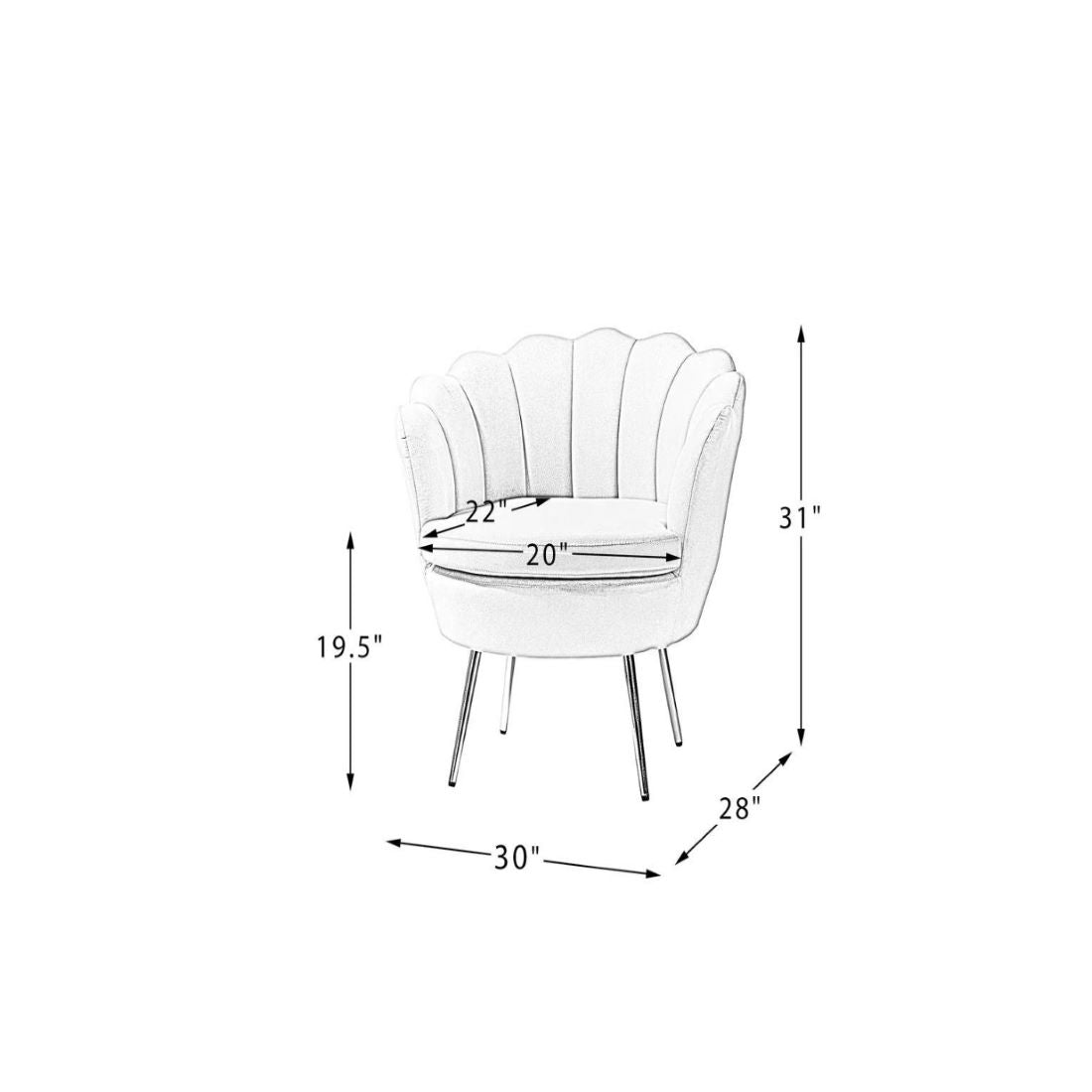 Shell Motif Luxury Design Black Velvet Lounge Chair - Decor Smart