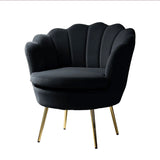 Shell Motif Luxury Design Black Velvet Lounge Chair - Decor Smart