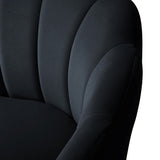 Shell Motif Luxury Design Black Velvet Lounge Chair - Decor Smart