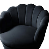 Shell Motif Luxury Design Black Velvet Lounge Chair - Decor Smart